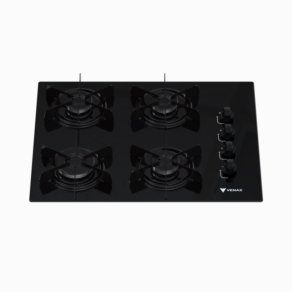 Cooktop 4 Bocas Venax Arena Preto/Preto Gas GLP Bivolt