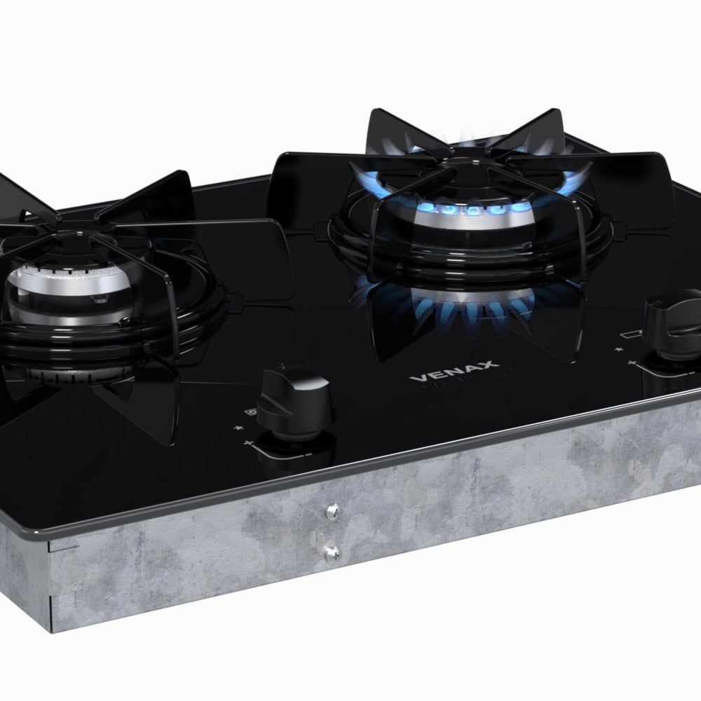 Cooktop Linear 2 Bocas Venax Arena Preto Gas GLP Bivolt