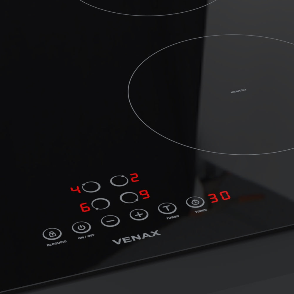 Cooktop de Inducao 4 Bocas Venax Eclipse Preto 220v