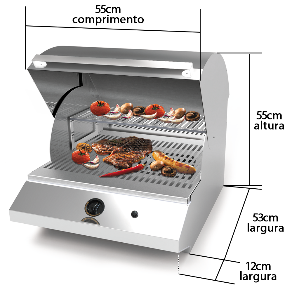 Churrasqueira de Bancada à Gás GN  Inox Saro 