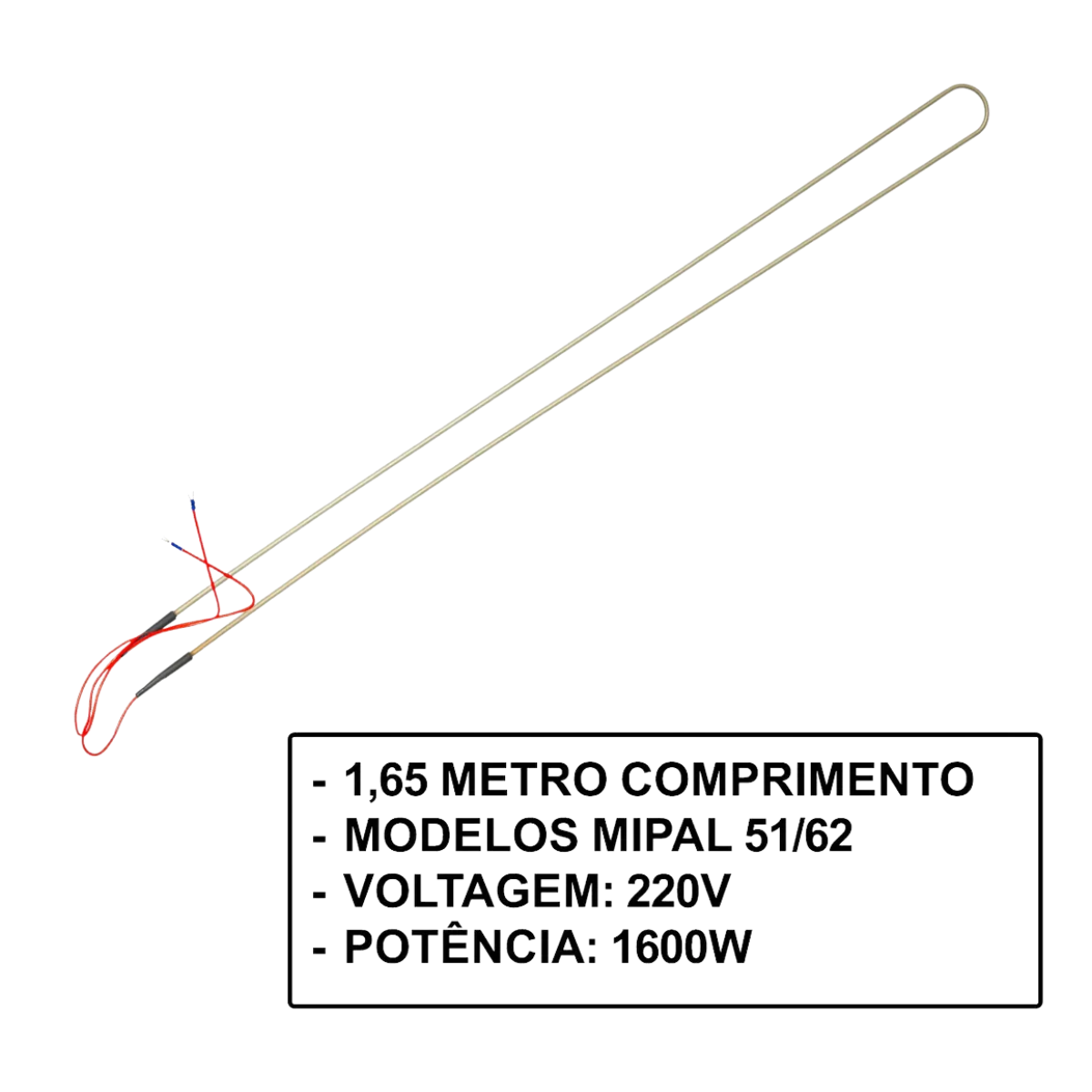 Resistencia Evaporador Mipal Mi 51/62 4v 220v 1.65 Mt 1600w