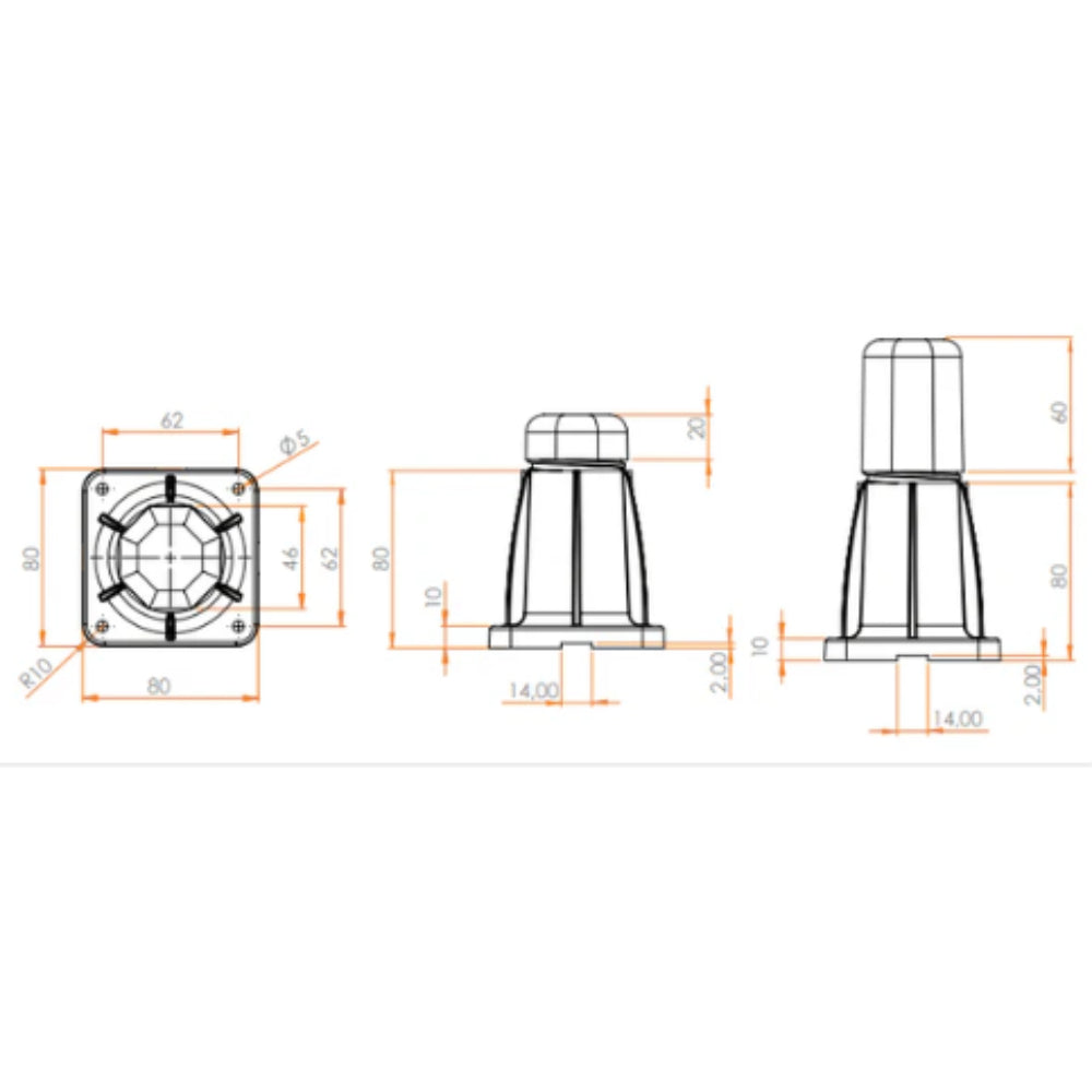 Conjunto Sapata Regulável Reality com Ponteira Oitavada 100mm Cinza