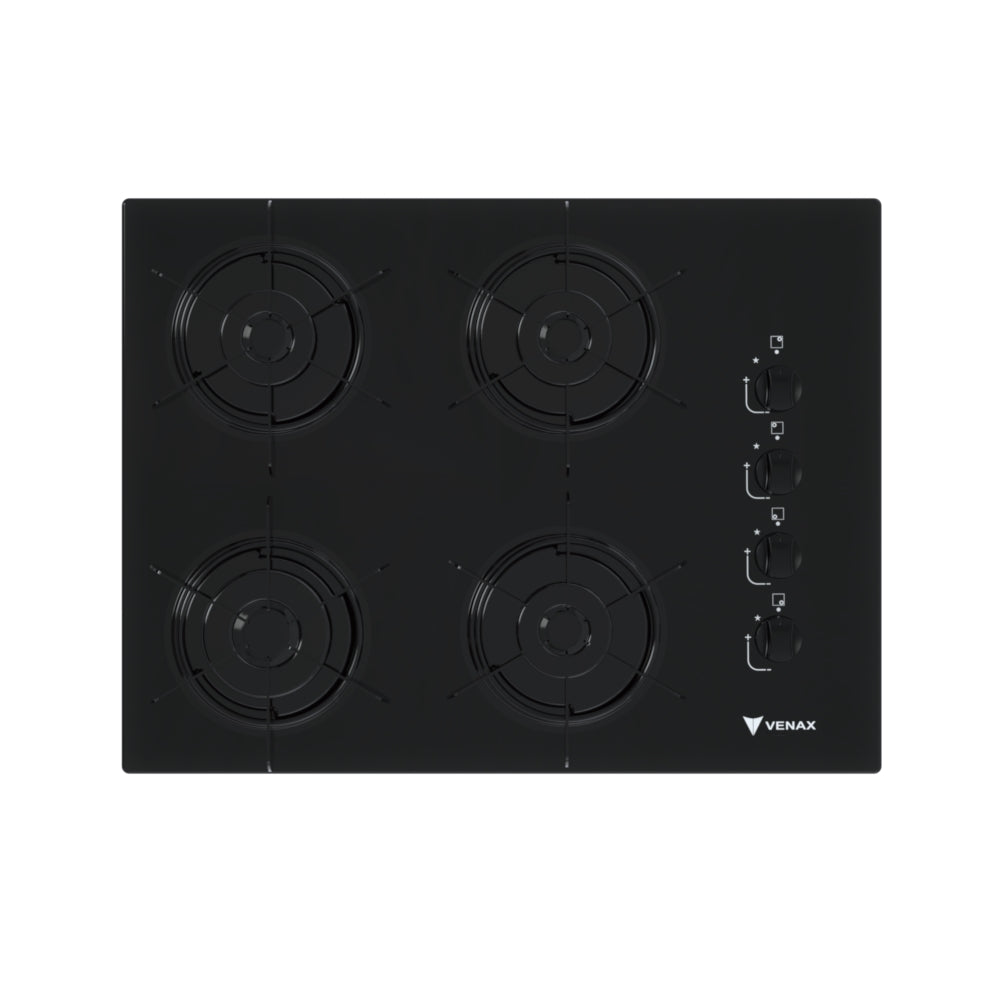 Cooktop 4 Bocas Venax Arena Preto/Preto Gas GLP Bivolt