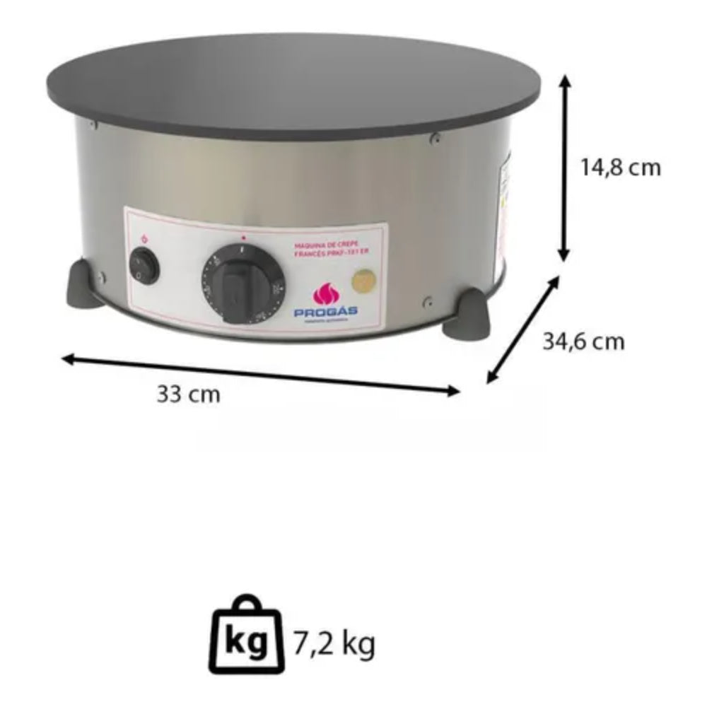 Chapa Crepe Francês Redonda Elétrica Progás 220V - PRKF-101ER