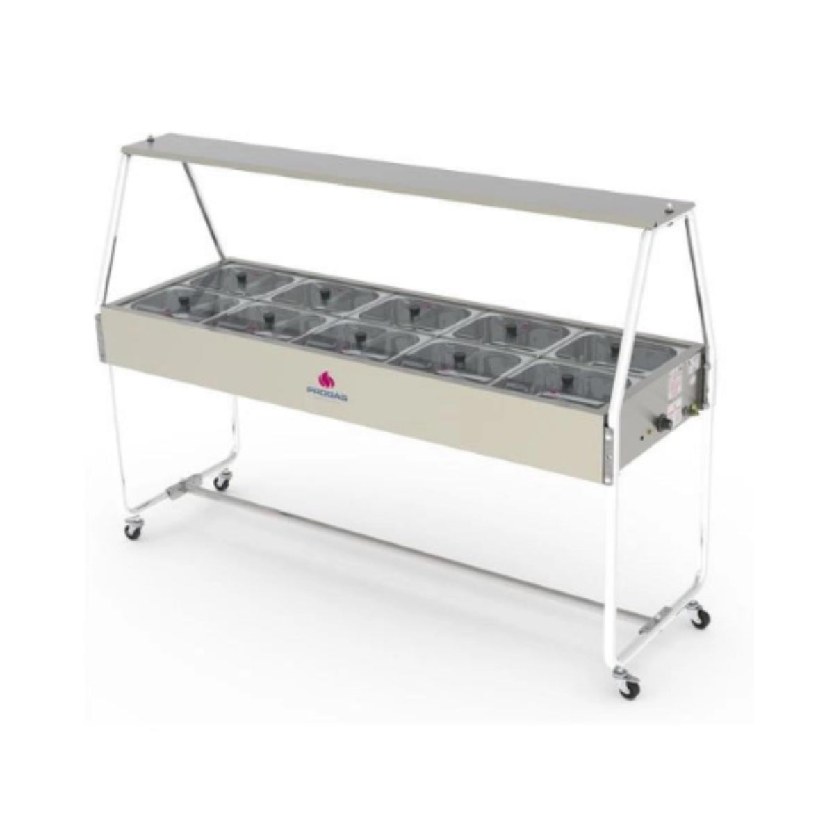 Buffet Térmico Progás Self Service 10 Cubas c/Tampas de Vidro 127V - PRB-10GN