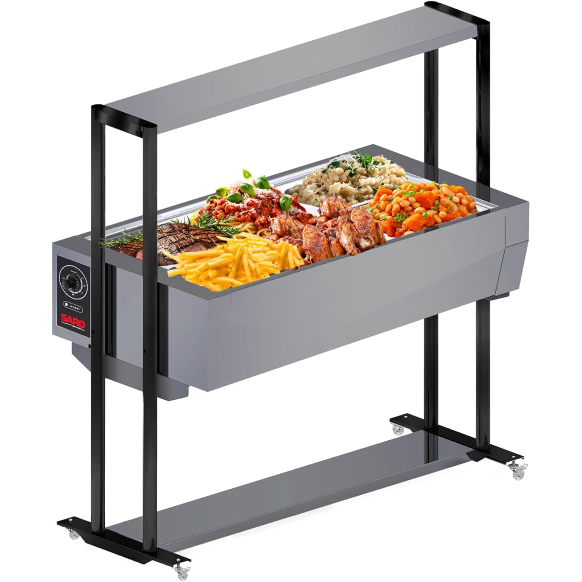 Buffet Térmico Aquecido Saro Em Inox 6 Cubas Com Tampa 220v