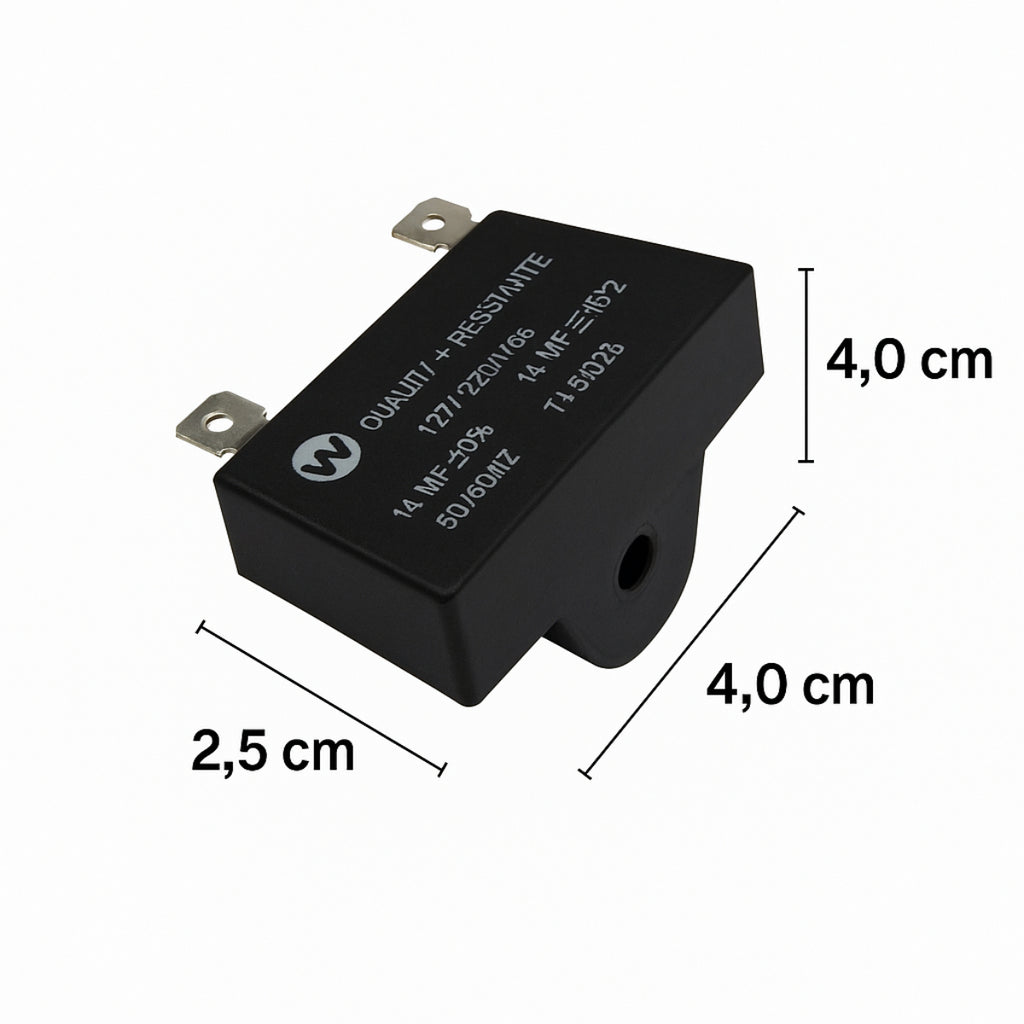 Capacitor de Partida Wanke para Motor da Lavadora Original Preto – 99910198