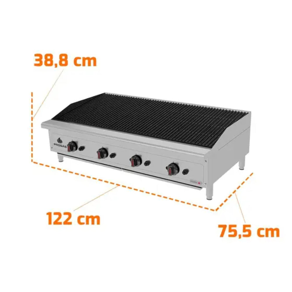 Chapa A Gás CharBroiler Premium em Aço Inox a Gás 120cm - PRO-120CB