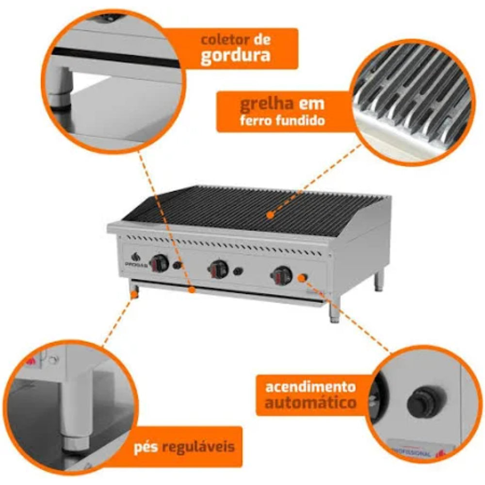 Chapa Profissional Progás 90 cm em Aço Inox - PRO-90CH
