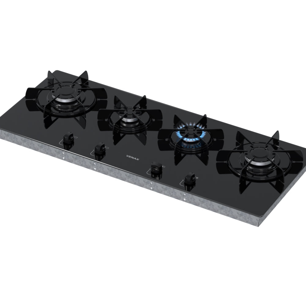 Cooktop Linear 4 Bocas Venax Arena Preto Gas GLP Bivolt