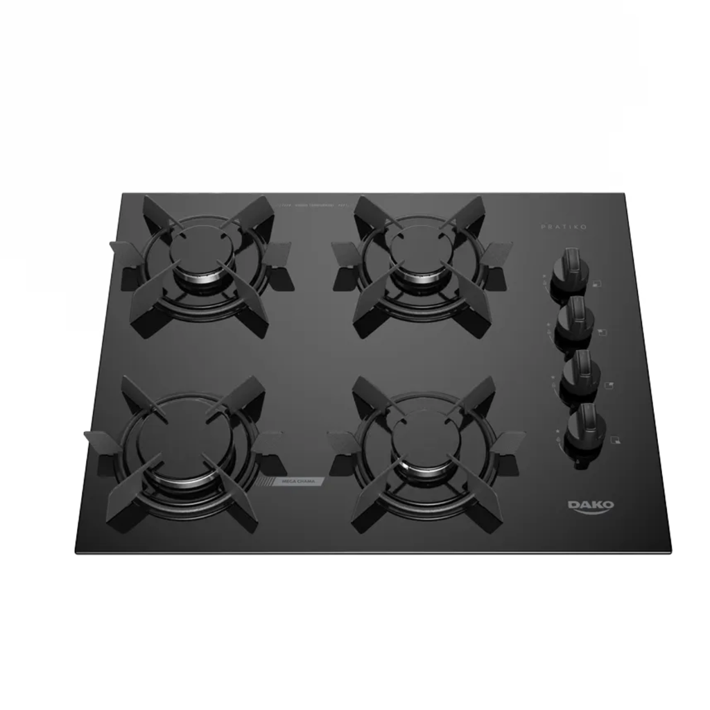 Cooktop 4 Bocas a Gás Dako Pratiko Preto