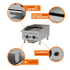 Chapa Profissional Progás 45 cm em Aço Inox - PRO-45CH