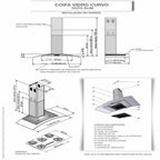 Coifa Fogatti de Parede Clean Vidro Curvo Kromanox 90cm