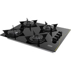 Cooktop Realce 4 Bocas Vidro 6mm Acendimento Automático Estilo e Praticidade Preto