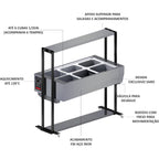 Buffet Térmico Aquecido Saro Em Inox 6 Cubas Com Tampa 220v