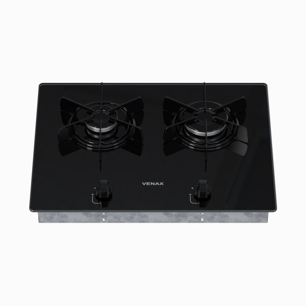 Cooktop Linear 2 Bocas Venax Arena Preto Gas GLP Bivolt