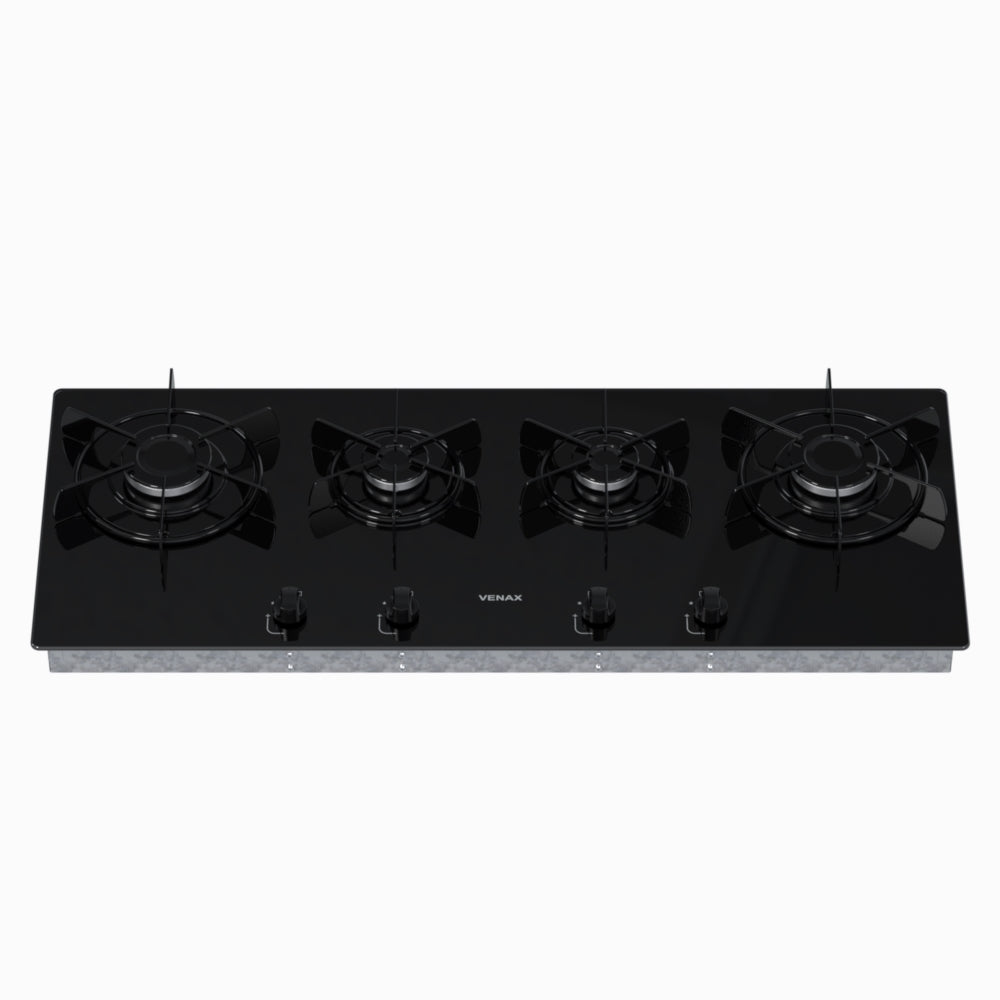 Cooktop Linear 4 Bocas Venax Arena Preto Gas GLP Bivolt
