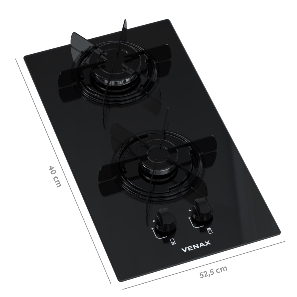 Cooktop 2 Bocas Venax Libero Preto Gás GLP Bivolt