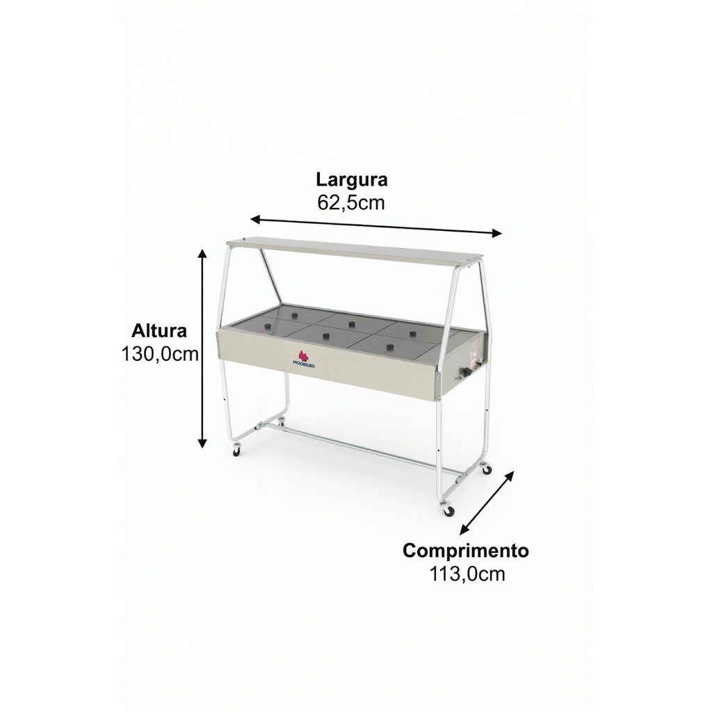 Buffet Térmico Progás 6 Cubas Tampas de Vidro PRB-06GN 220V