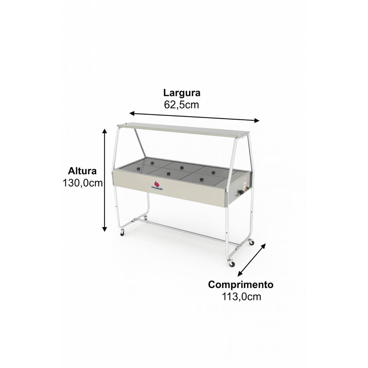 Buffet Térmico Progás 6 Cubas Tampas de Vidro PRB-06GN 220V