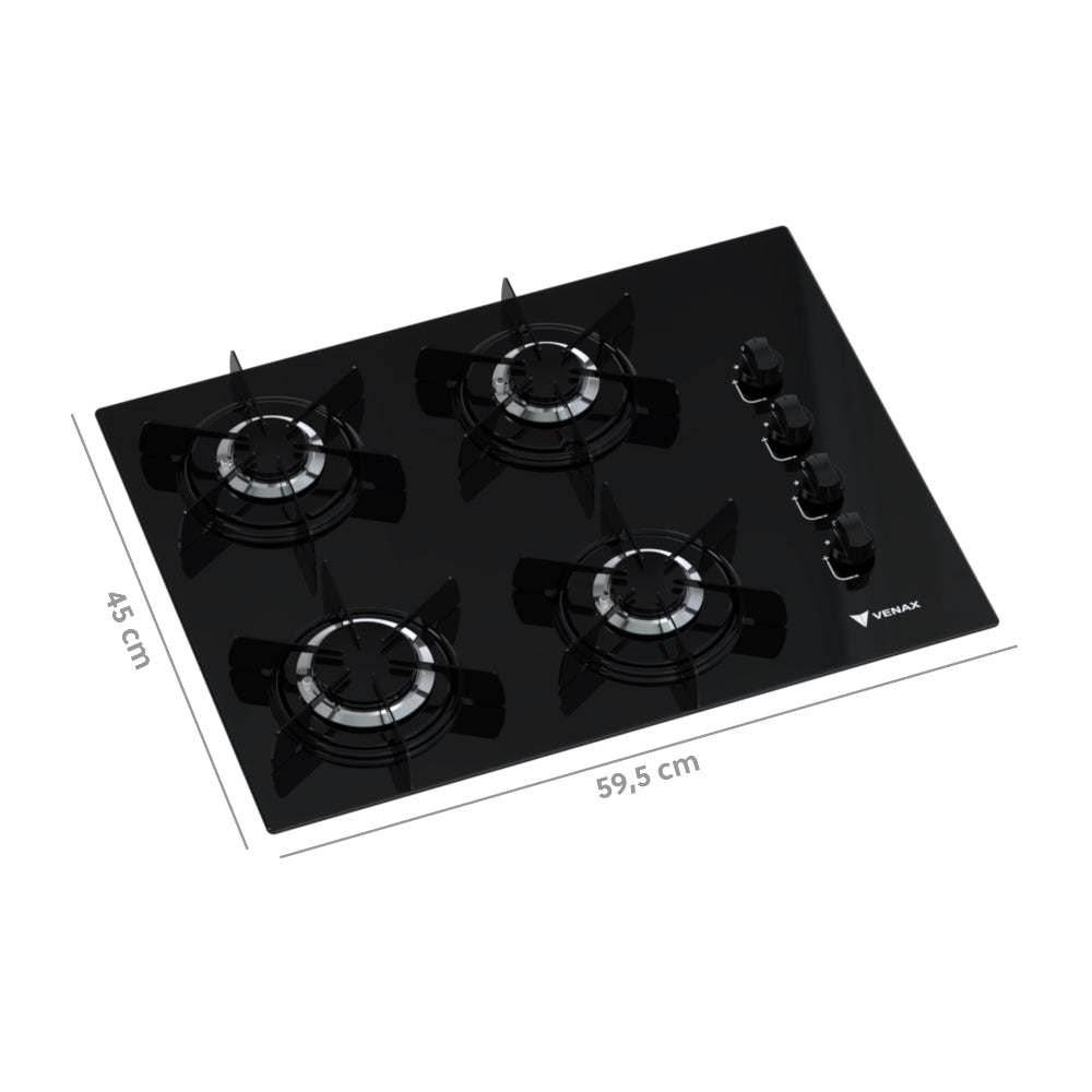 Cooktop 4 Bocas Venax Volare Preto Gás GLP Bivolt