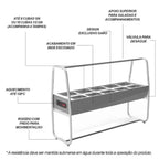 Buffet térmico aquecido 10 cubas com tampa 127V SARO