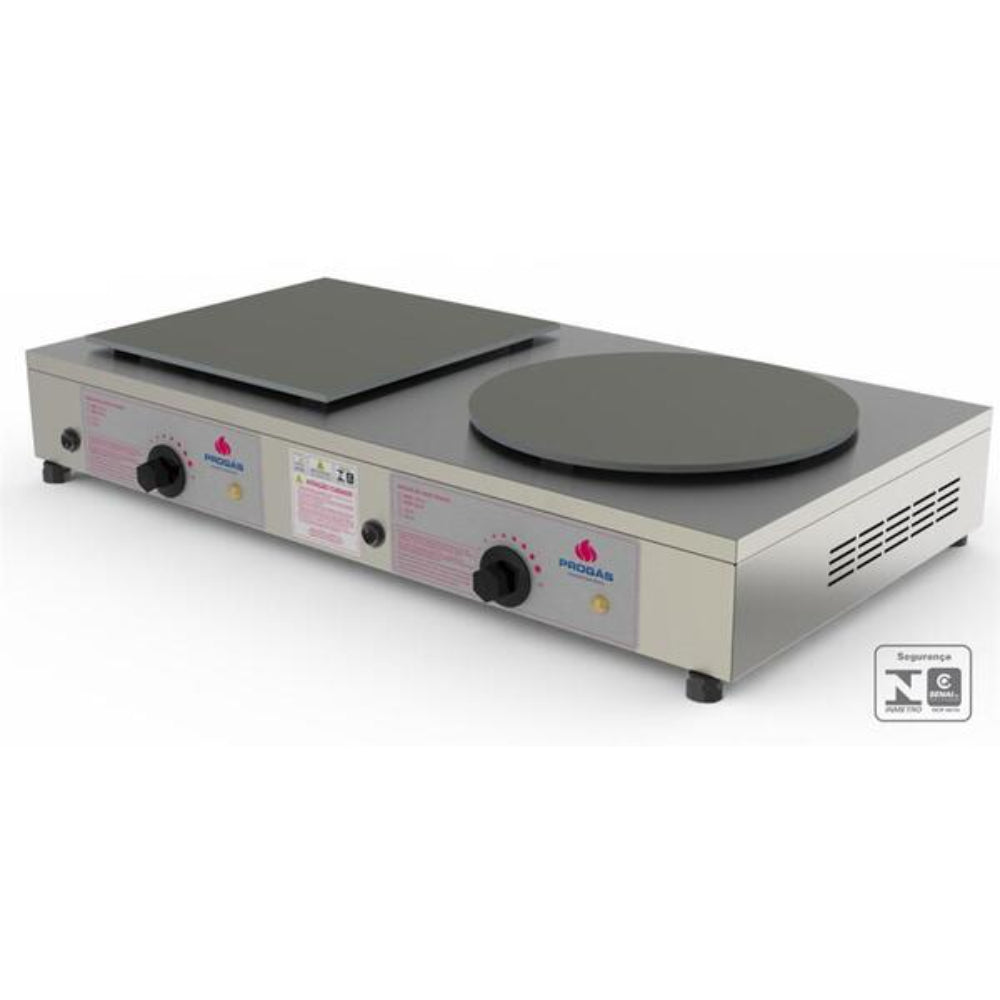 Chapa Dupla Crepe Francês Crepeira Quadrada e Redonda Progás 220v - PRKF-202E