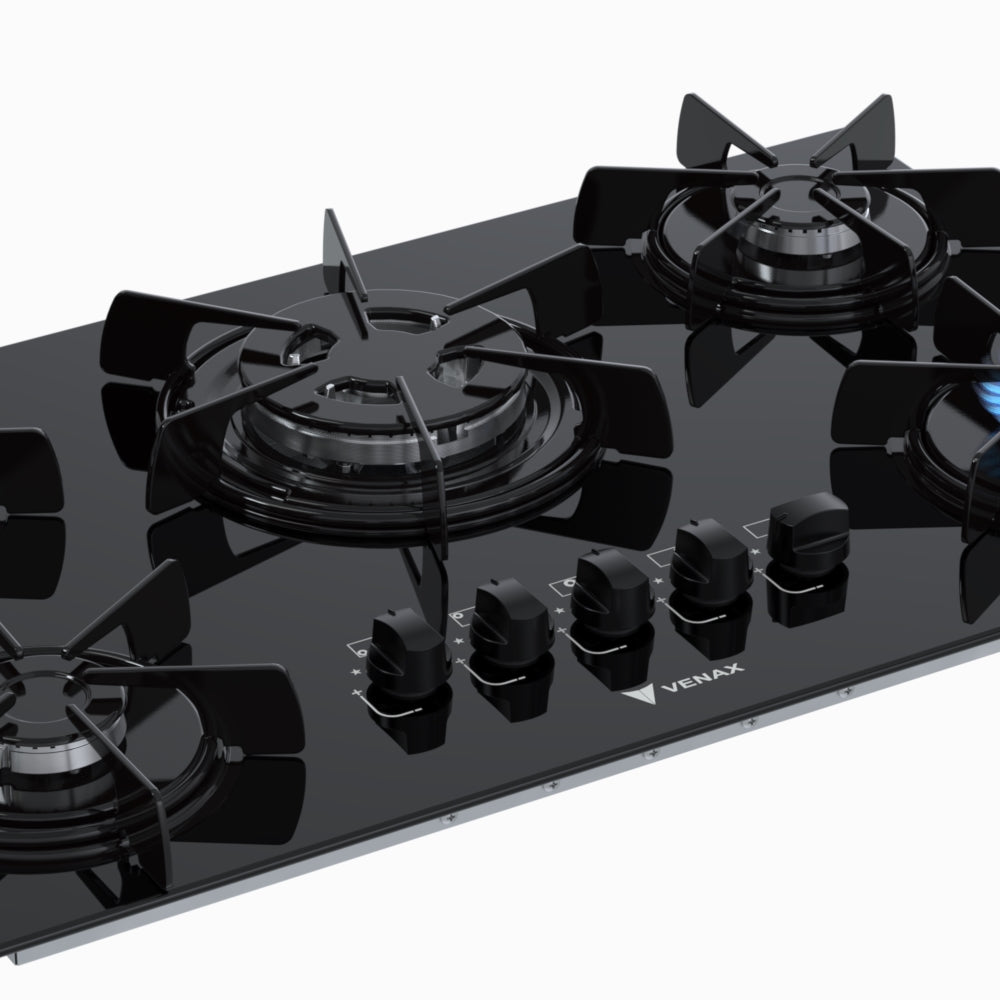 Cooktop 5 Bocas Venax Arena Preto/Preto Gas GLP Bivolt