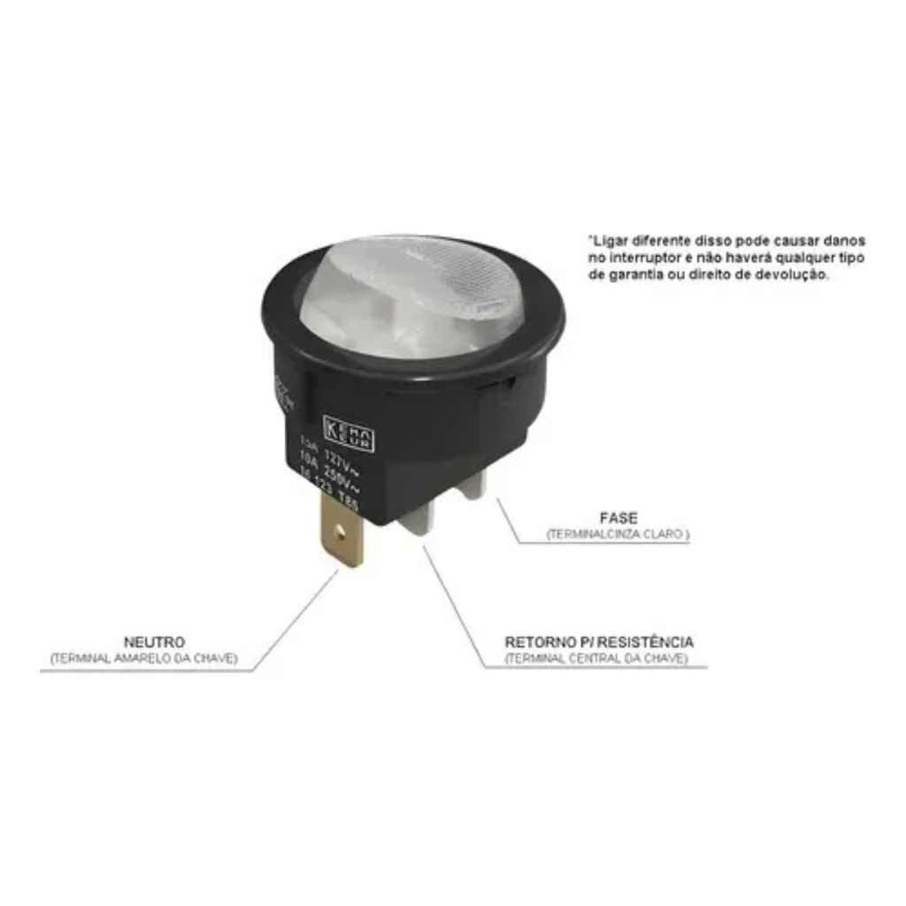Botão Interruptor Crystal Led Churrasqueira Arke Vitta 15a
