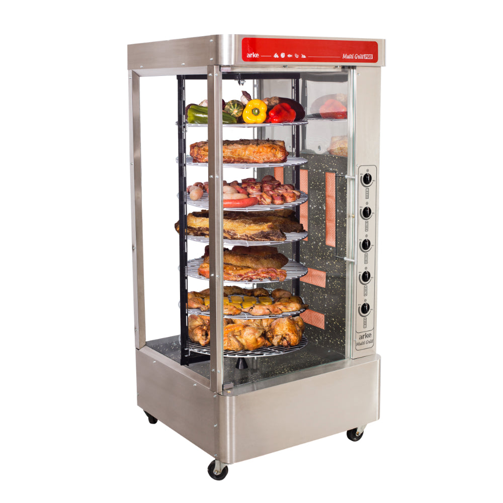 Assador a Gás Arke Multi Grill Inox com 7 Grades e 5 Queimadores Alta Capacidade Bivolt - 5177