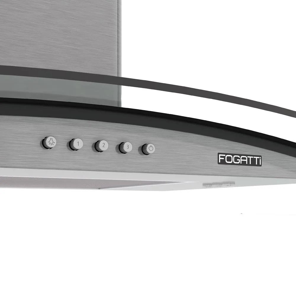 Coifa Fogatti de Parede Clean Vidro Curvo Kromanox 90cm