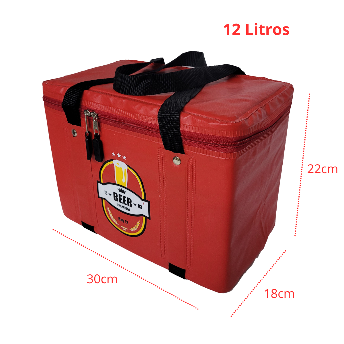 Bolsa Térmica Porta Marmita Lanche Bebidas Vermelho 12litros