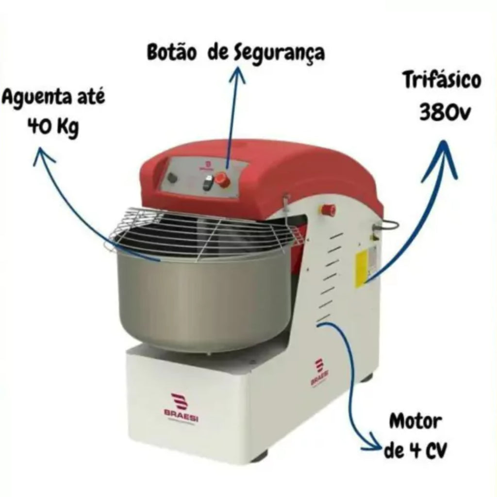 Amassadeira Braesi 40KG Potência robusta Alta Durabilidade Industrial 220V - AES-40/1