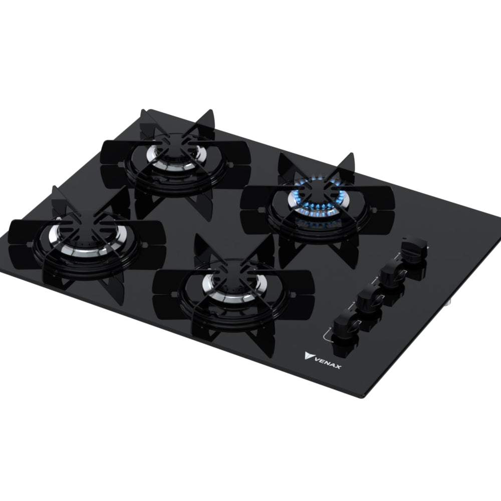 Cooktop 4 Bocas Venax Volare Preto Gás GLP Bivolt