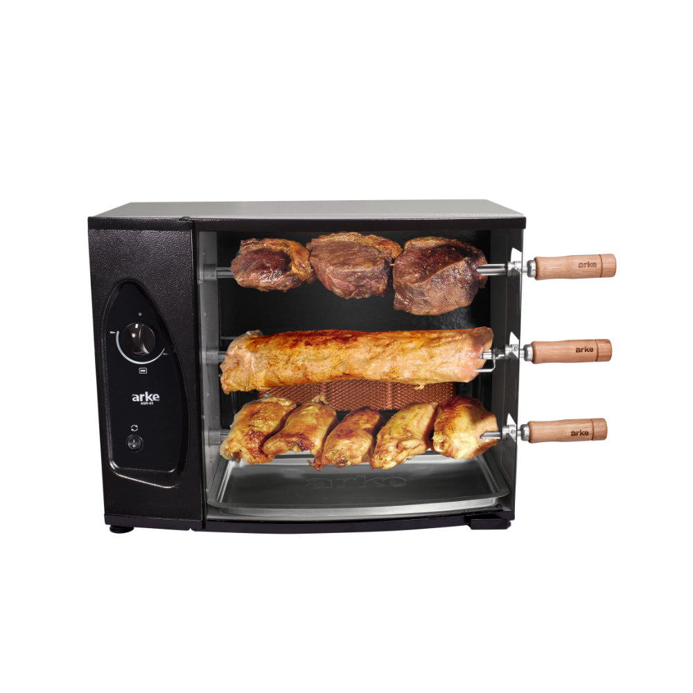 Assador a Gás Arke AGR-03 Rotativo 3 Espetos Econômico e Compacto Bivolt GN - AGR-03