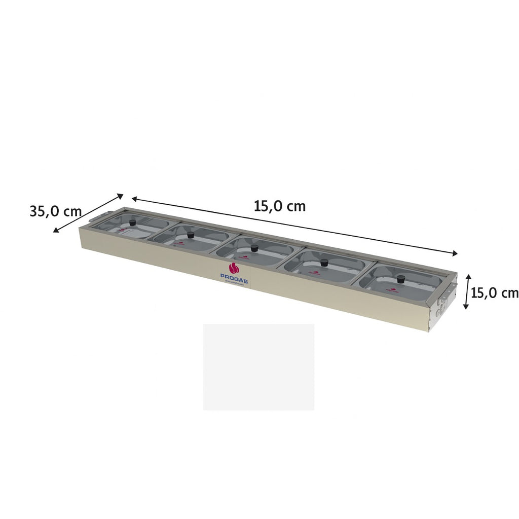Buffet Frio Progás 5 Cubas com Tampa de Vidro -PRBF-50GN