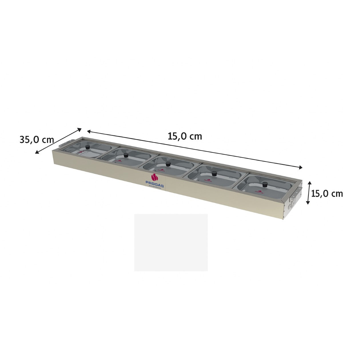 Buffet Frio Progás 5 Cubas com Tampa de Vidro -PRBF-50GN