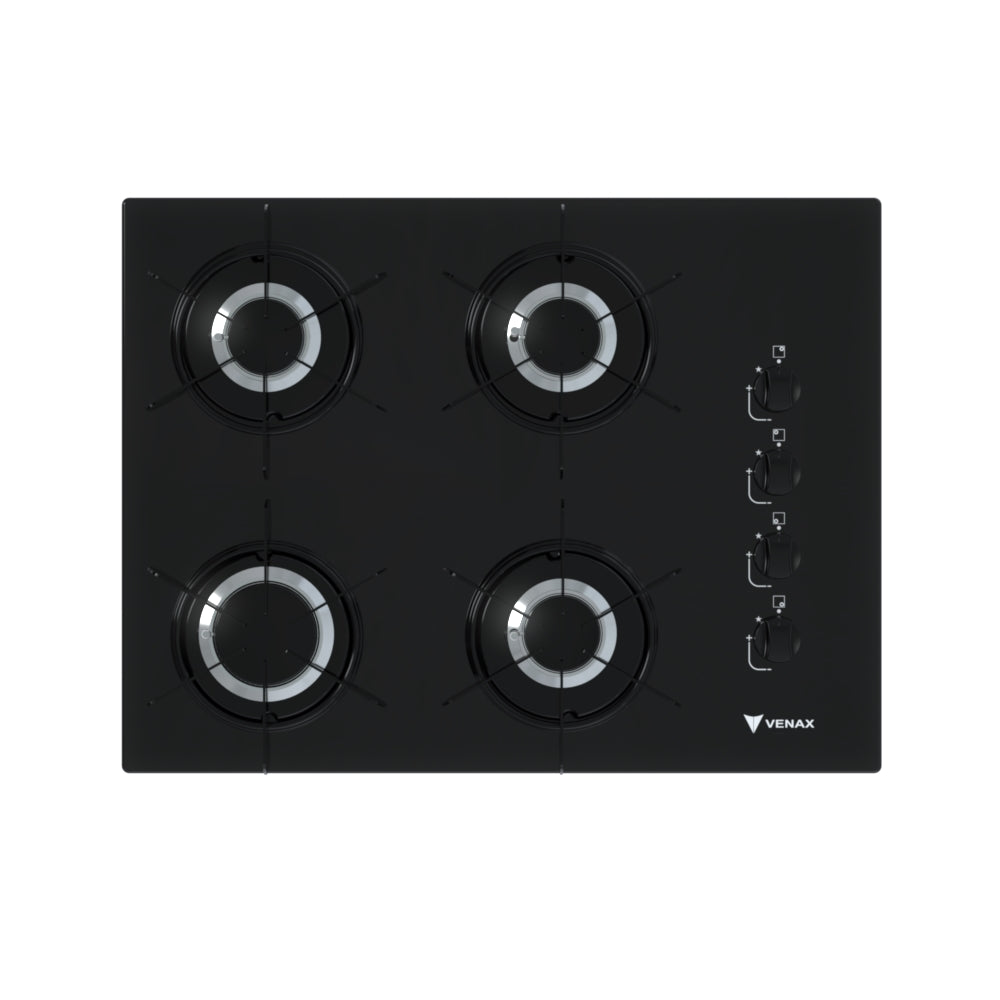 Cooktop 4 Bocas Venax Volare Preto Gás GLP Bivolt