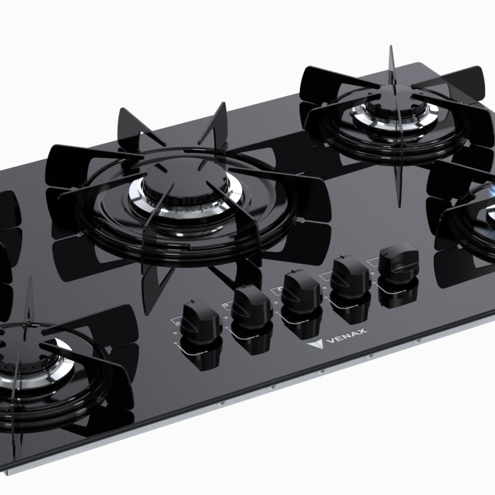 Cooktop 5 Bocas Venax Sognare Preto Gás GLP Bivolt