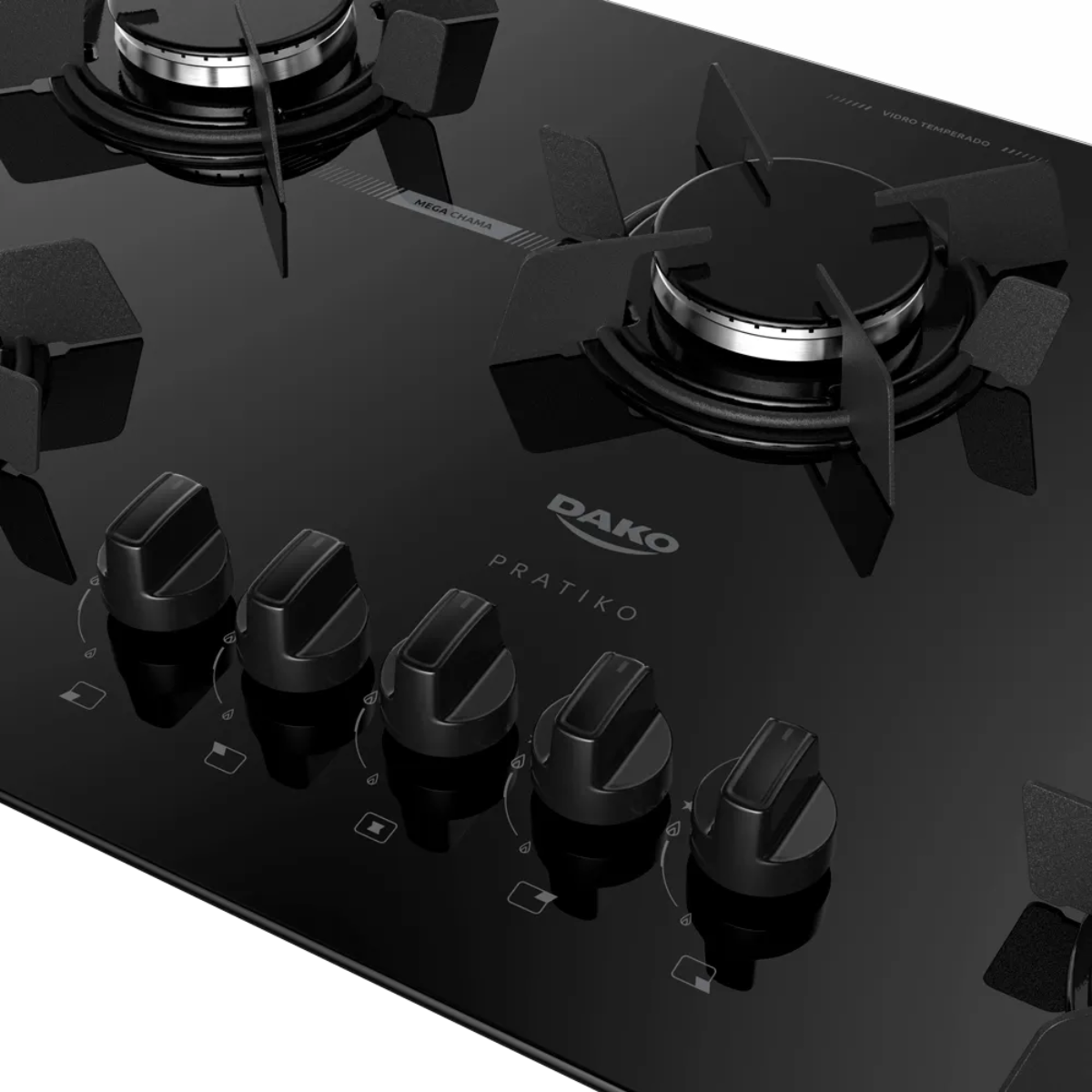 Cooktop 5 Bocas a Gás Dako Pratiko Preto